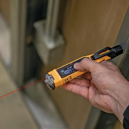 Klein Tools - NCVT-6 Probador de voltaje sin contacto con medidor de distancia láser, color amarillo, pequeño, pack of/paquete de 1