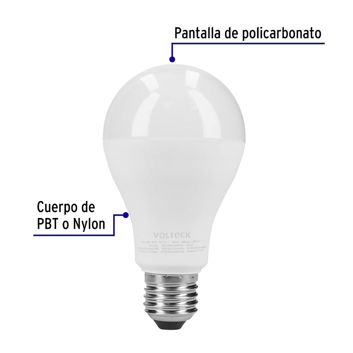 Volteck LED-125FX4, Pack de 4 lámparas de LED A19 18 W luz de día