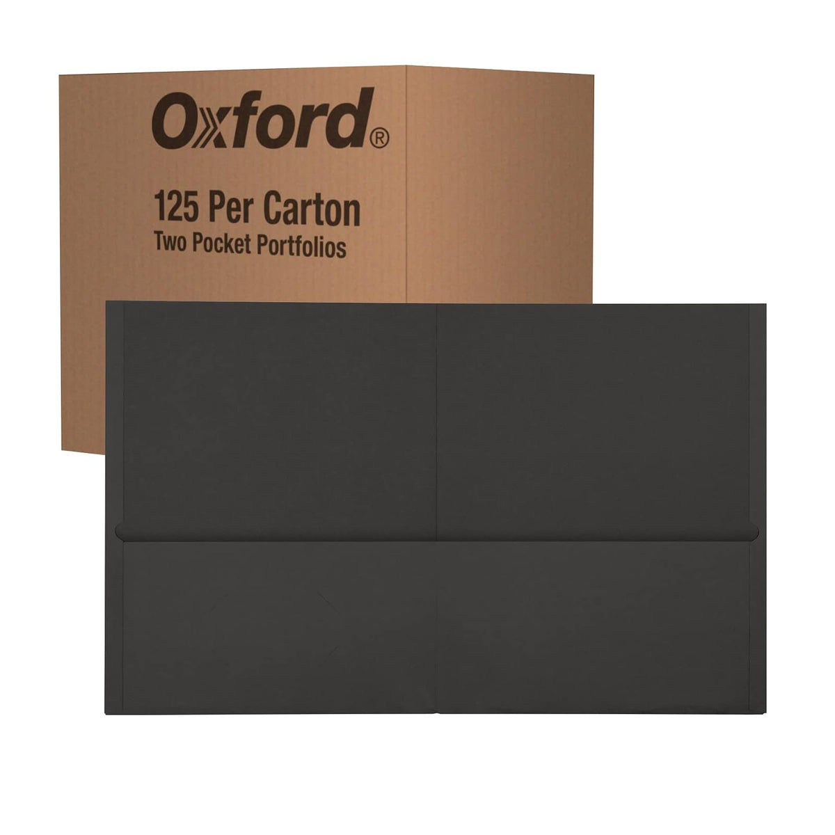 Folder doble solapa Oxford, papel texturizado, color negro, tamaño carta, ideal para proyectos escolares o profesionales, gran capacidad (57542)