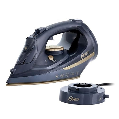 Oster® Plancha de Vapor Inalámbrica 2 en 1, Suela de Cerámica, Apagado Automático, Golpe de Vapor, Anti-Cal, Autolimpieza, Antigoteo, Vapor Vertical, 2200W, Azul, GCSTCC5000