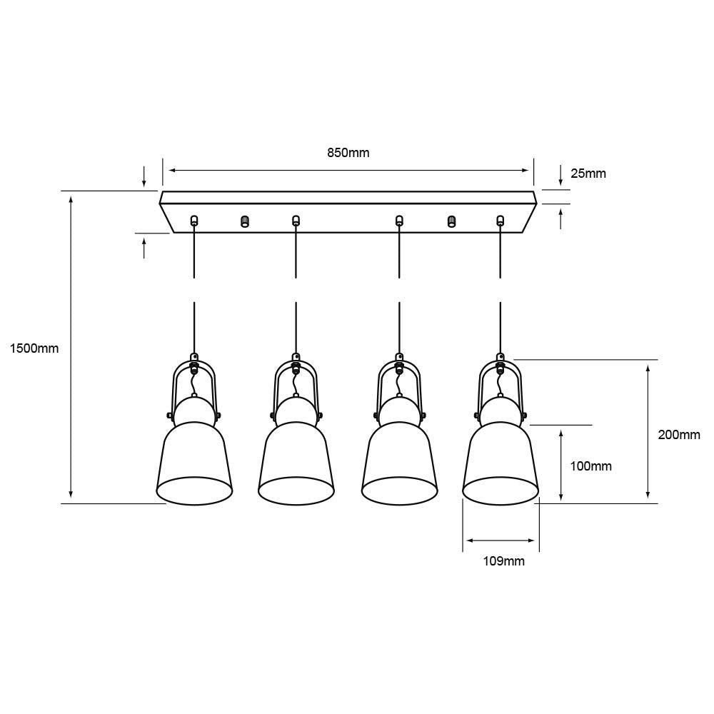 Tecnolite Lámpara Colgante Interior Decorativa 240CTL8004MVN, Base E27, 100-240 V, Negro Mate