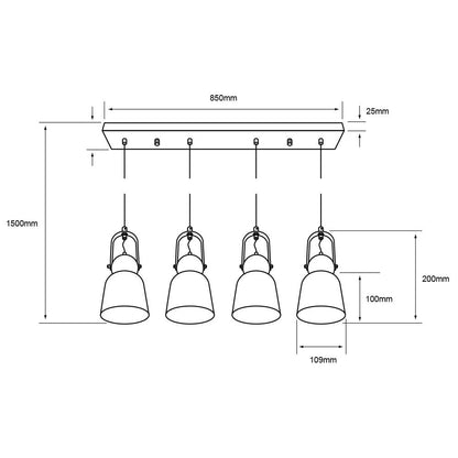 Tecnolite Lámpara Colgante Interior Decorativa 240CTL8004MVN, Base E27, 100-240 V, Negro Mate
