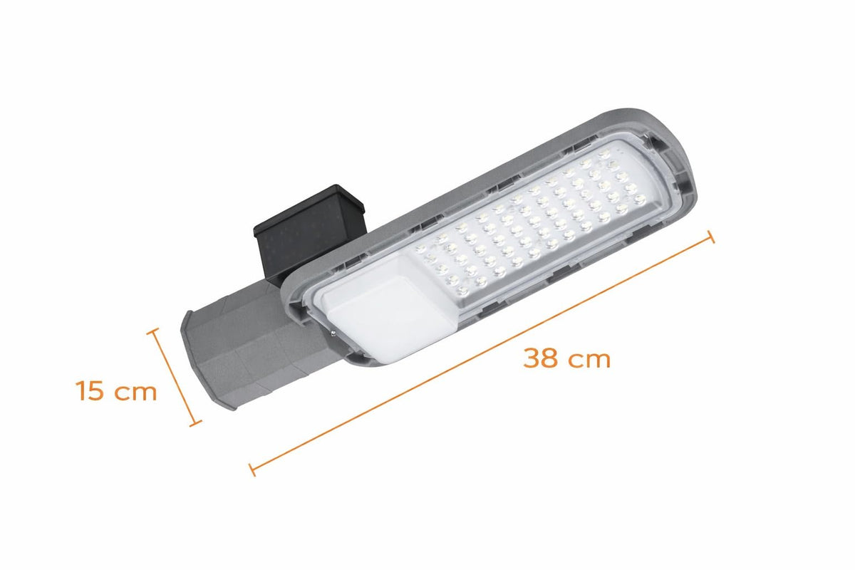 Igoto SL1050 Luminario LED Street Light 50W Exterior IP65 con Sensor de Luz, 40,000 lm, 6500K Multivoltaje