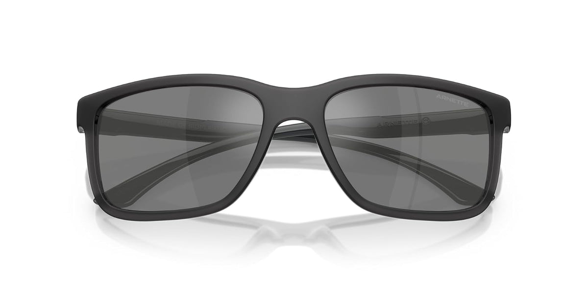 ARNETTE Men's An4359 Headlight Rectangular Sunglasses, Transparent Grey Matte/Shiny/Grey Mirrored Silver, 57 mm