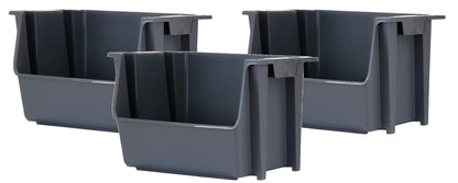 Mighty Tuff - Contenedores de almacenamiento apilables grandes, color gris frío, 3 unidades