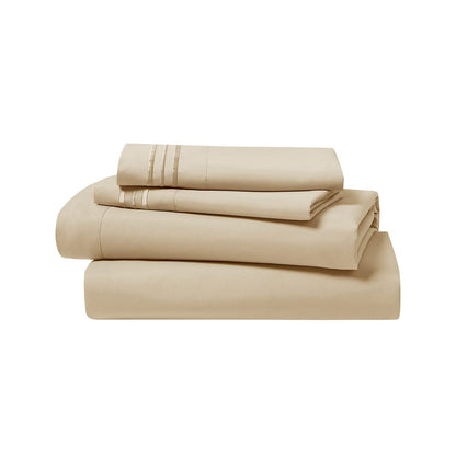 CLARA CLARK Premier 1800 Collection Hoja de Cama Set, Juego de sábanas 4 Piezas, Beige Cream, Talla Queen