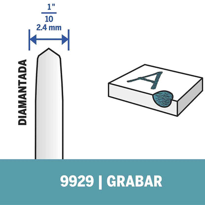 Dremel 9929 Punta Diamantada para Uso Continuo con Grabador