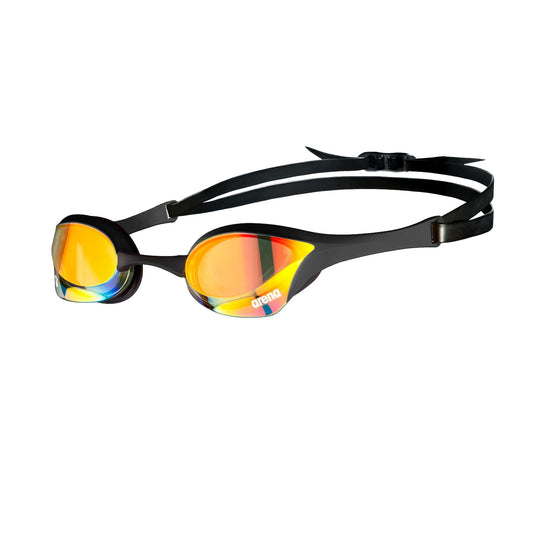 Arena Cobra Ultra Swipe Racing - anteojos de natación para Hombres y Mujeres, Lente Espejo, antivaho, protección UV, Cobre Amarillo/Negro