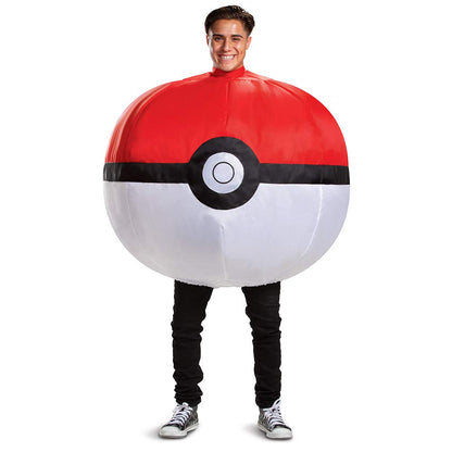 Disfraz de Pokemon Poke, Rojo y Blanco, Talla Adulto, Rojo y Blanco, AduLarge Alto Talla