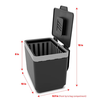Glad Contenedor de Compost para Cocina, 1.5 galones | Contenedor de plástico con Cesta Interior extraíble, Soporte de Almacenamiento para Bolsas y filtros de Bloqueo de olores de Carbono, Gris