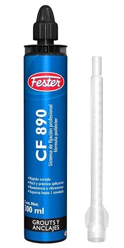 Fester Anclaje Quimico CF890 Resina Poliéster 300ml para Anclar Cargas Pesadas a Roca Concreto Block y Materiales Porosos, Sistema de Fijación Profesional Fórmula Poliéster