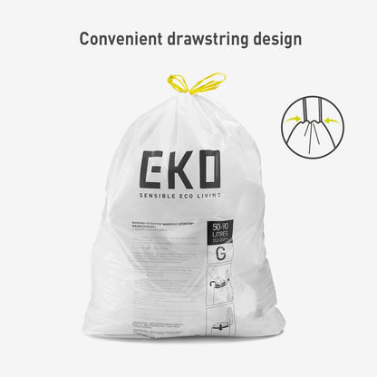 EKO Bolsas de Basura extrafuertes con cordón Tamaño G. 50-90 Litros. 60 unidades
