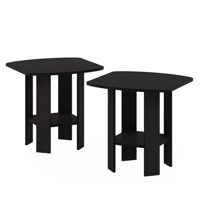Furinno Mesa Auxiliar de Diseño Simple de 2 Niveles con Bordes Suaves, Espresso, Set de 2