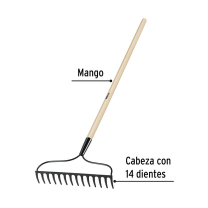 Pretul R-14AL-P, Rastrillo jardinero, 14 dientes, Pretul