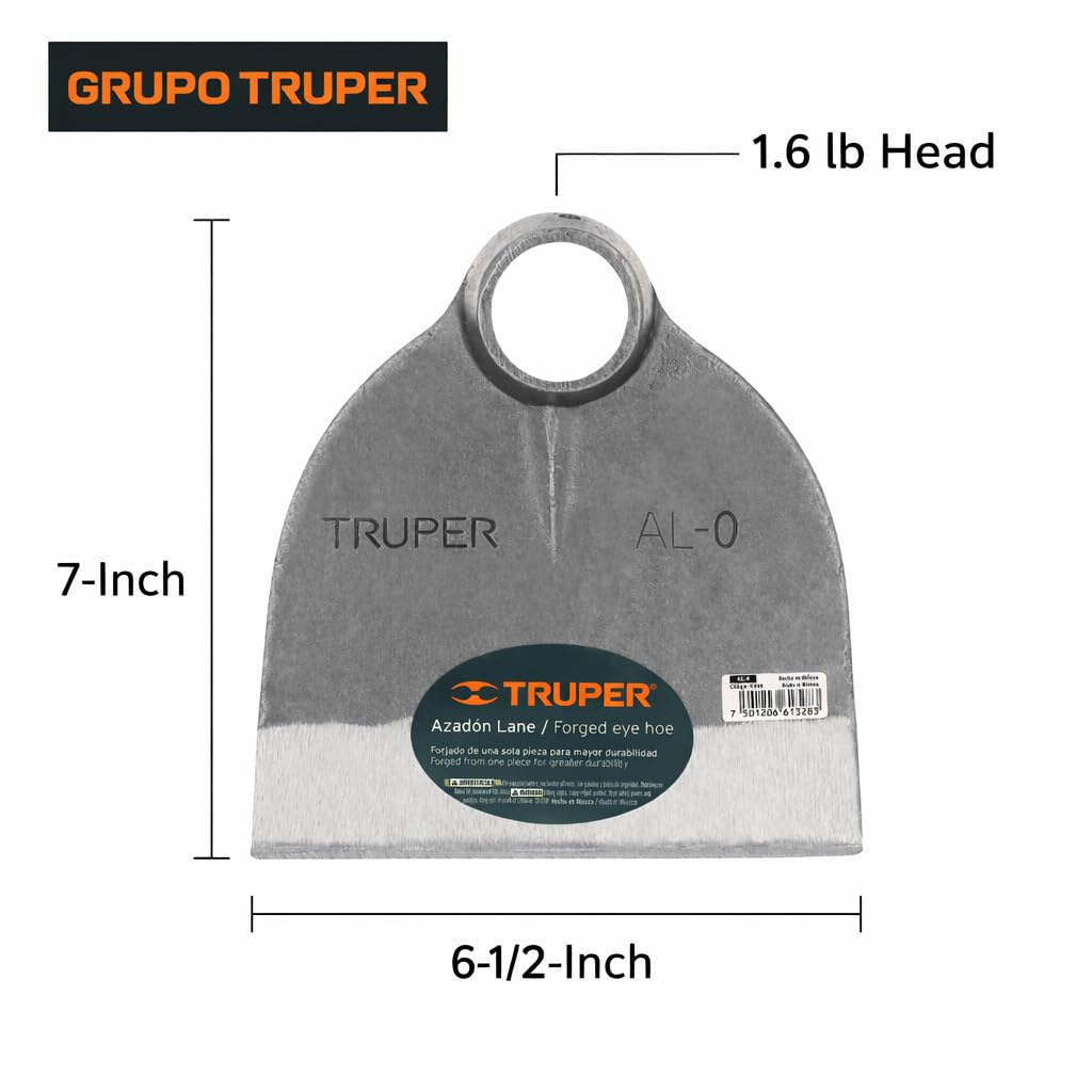 Truper AL-0, Azadón Lane en Acero, sin Mango, 1.6 Lb, No.0