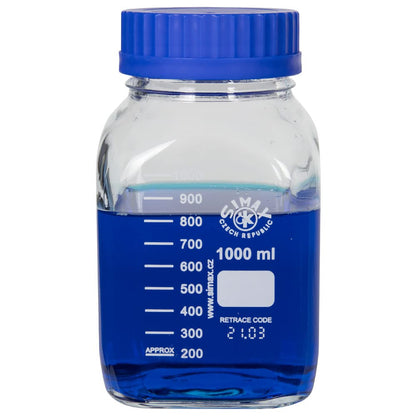 United Scientific™ SIMAX BSWM1000 GL80 - Botellas de almacenamiento de boca ancha, cuadrado, vidrio de borosilicato 3.3, 1000 ml (1 l), 1 cada una