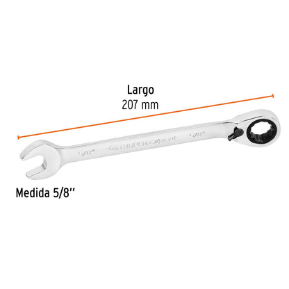 Truper Expert LL-2020XR, Llave combinada matraca reversible 5/8"x207 mm largo