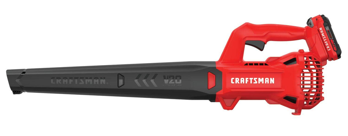 CRAFTSMAN - Soplador de Hojas inalámbrico de 20 V MAX con batería y Cargador, soplador eléctrico de Superficie Dura, Potente hasta 90 mph, Rojo (CMCBL710D1)