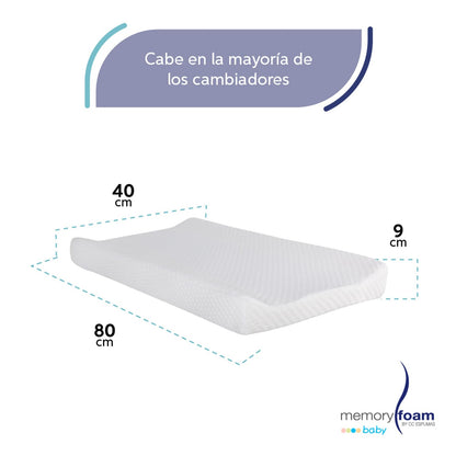 MEMORY FOAM BABY | Colchón Cambiador para Bebé – Seguro y Cómodo en Cada Cambio de Pañal y Ropa - Blanco -80 x 40 x 9 cm