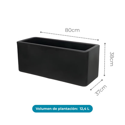 newgarden Maceta de Polietileno Rectangular Acabado Liso Uso Interior y Exterior Modelo Jacaranda 80 Negro
