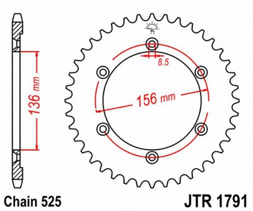 JT Sprockets JTR1791.42 42T - Piñón Trasero de Acero, Negro, 42 Dientes