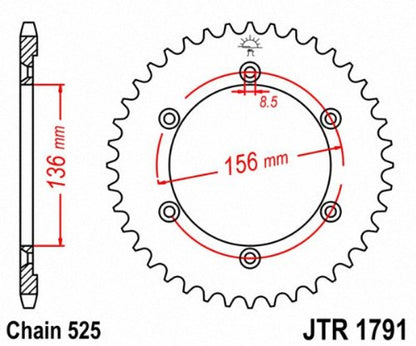 JT Sprockets JTR1791.42 42T - Piñón Trasero de Acero, Negro, 42 Dientes