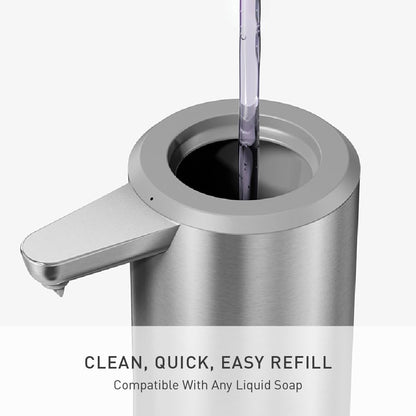 simplehuman Bomba de Sensor de líquido, 9 onzas con Cesta, dispensador automático de jabón para Cocina y baño, Sensor de Movimiento sin Contacto, dispensador Variable, Recargable, Acero Inoxidable