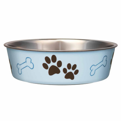 Loving Pets Bella Bowl Plato para Perro Acero Inoxidable con Base Antideslizante - Extra Large - Azul Murano