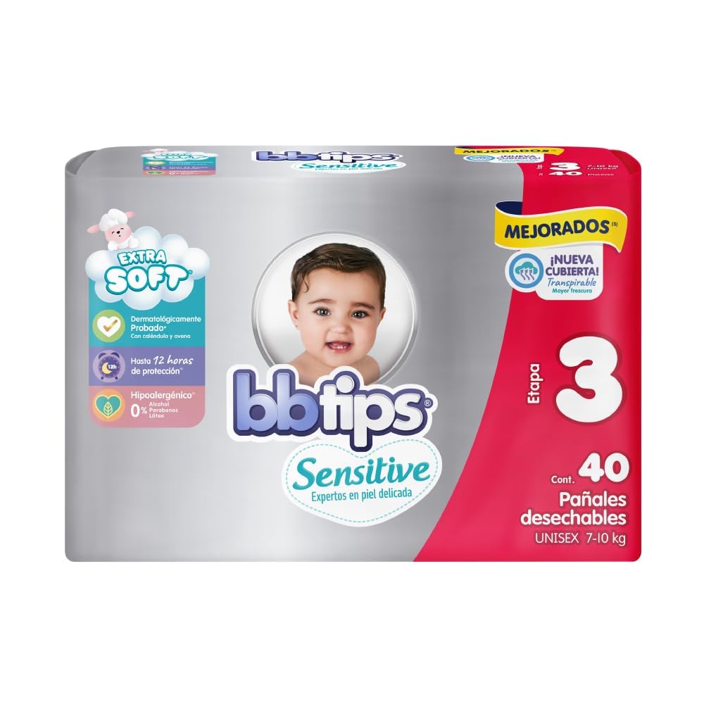 BBtips Sensitive Pañales, Baby Diapers Boys, Rojo (Red), Talla 3 Paquete De 160 Paquete De