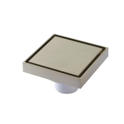 Interceramic Coladera Universal Cuadrada para Regadera 10 x10 cm, con Válvula Anti-Olores y Cubierta Decorativa hecha de Latón para Máxima Durabilidad y Resistencia a Corrosión, Color Dorado Satinado - Dorado Satinado