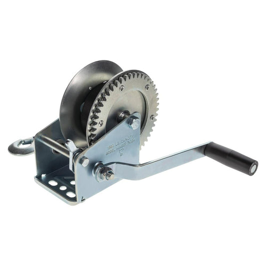 Reese Towpower 74329 - Cabrestante de manivela de Remolque para Barco, de una Sola Velocidad, 1.5 Libras Capacidad, Correa de 20 pies, Construido en Acero de Alto Carbono y Acabado Chapado en Zinc