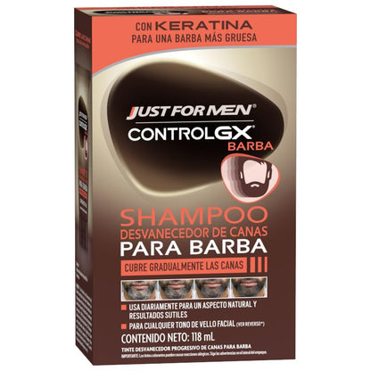 Just For Men Control GX Shampoo Desvanecedor Canas, Barba y Bigote, 118ml