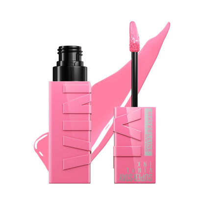 Maybelline Labial líquido brillante Superstay Vinyl Ink Tono Upbeat, 4.2ml - Dura hasta por 16H, brillo instantáneo sin grumos, sin transferencias