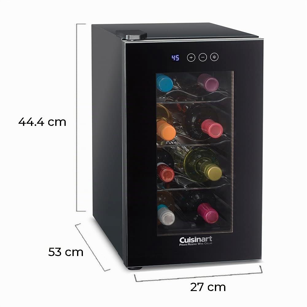 Cuisinart Enfriador de Vino 8 Botellas CWC-800CEN Acero Inoxidable | Enfria hasta 8 botellas, temperatura ajustable 4°-20°C, sistema silencioso y pantalla LED táctil. Botellas de 750 ml y 900 ml