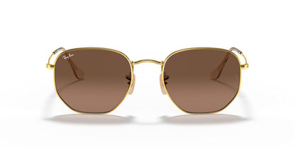 Ray-Ban - Lentes oscuros, Hexagonal - 51 mm - Dorado - Marrón Gradiente Gris