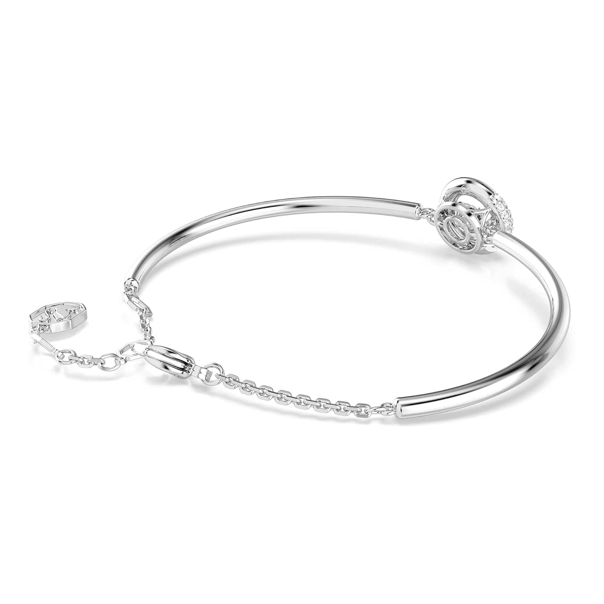 Swarovski Brazalete Dextera, Talla redonda, Blanco, Baño de rodio