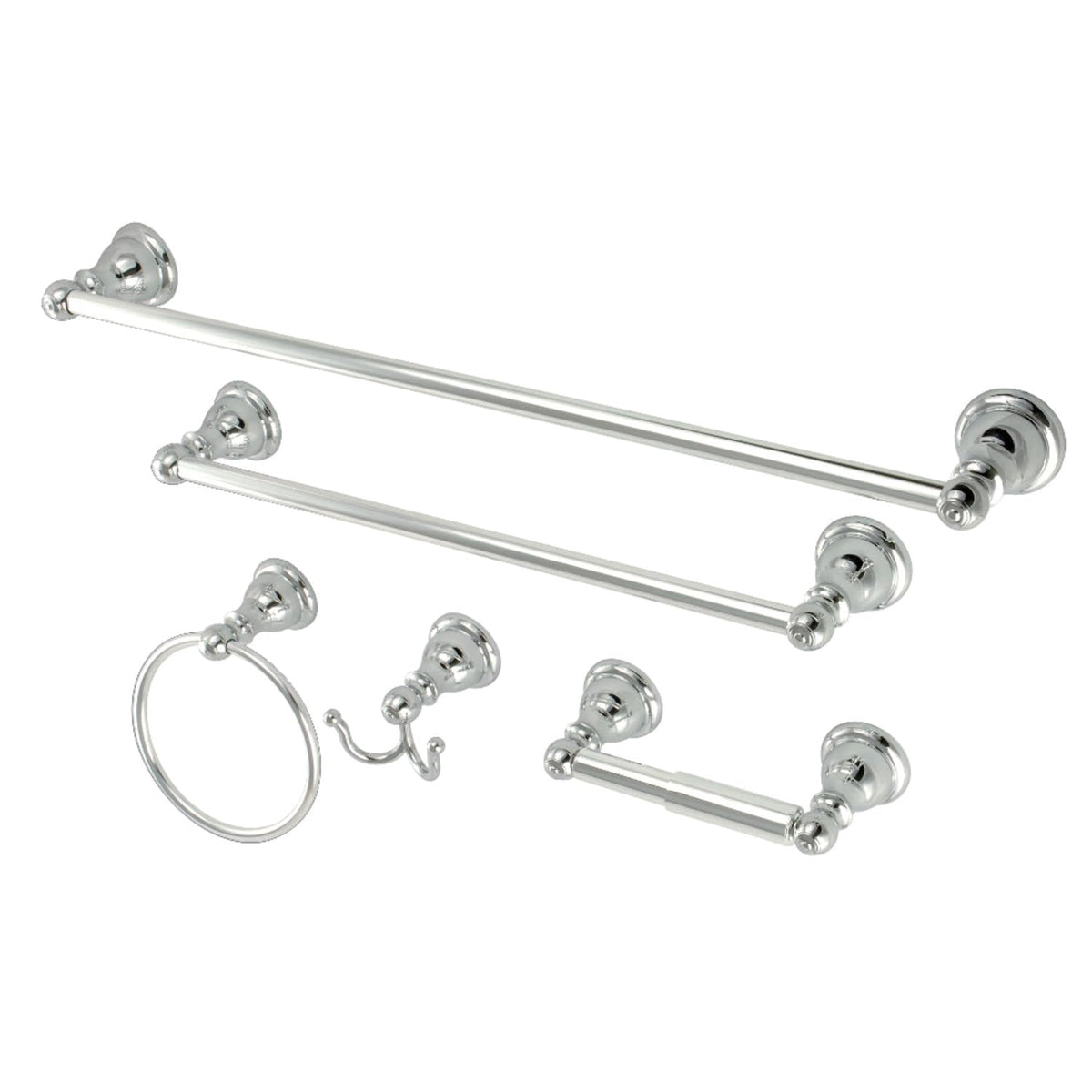 Kingston Brass Sante Fe - Toallero para toalla, soporte para papel higiénico, gancho para bata, 45,7 cm, cromo pulido