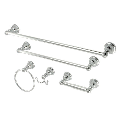 Kingston Brass Sante Fe - Toallero para toalla, soporte para papel higiénico, gancho para bata, 45,7 cm, cromo pulido