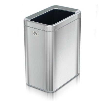 CLOROX - Papelera delgada y abierta, cesta de basura de metal pequeña de 2.6 galones (10 litros) con cubeta extraíble para espacios estrechos, cubeta de basura de acero inoxidable para baño, recámara