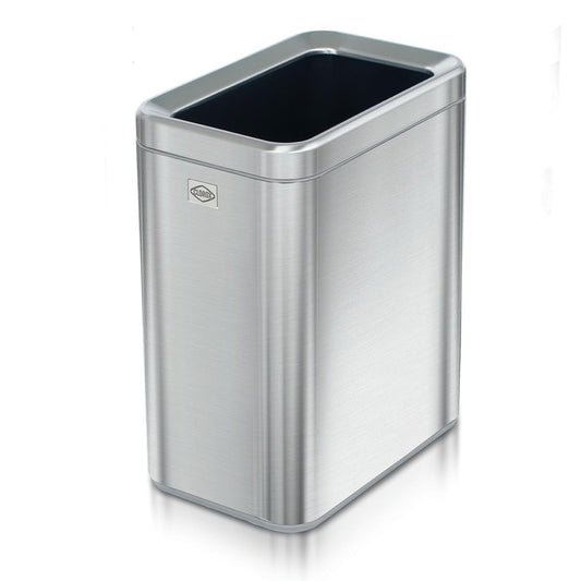 CLOROX - Papelera delgada y abierta, cesta de basura de metal pequeña de 2.6 galones (10 litros) con cubeta extraíble para espacios estrechos, cubeta de basura de acero inoxidable para baño, recámara
