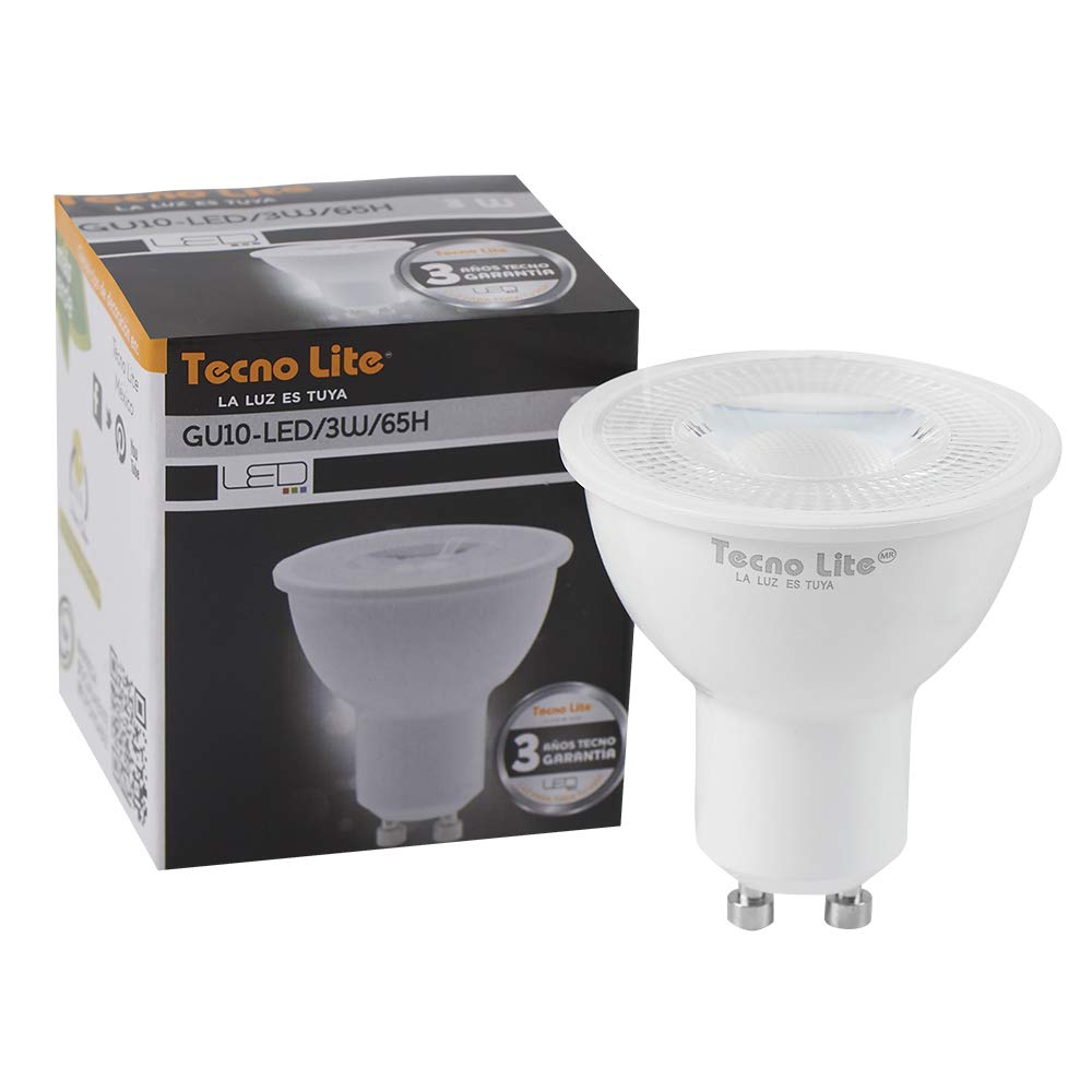Kit de 3 focos LED Inteligentes,Tecnolite KIT GLOW SMART, CCT Atenuble, Base E27, WiFi, Compatibles con Tecnolite Connect App Compatible con Alexa + FOCO LED GU10, Blanco GU10-LED/3W/65H