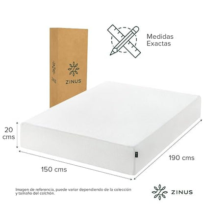 Zinus Green Tea Essential | Colchón Queen Firme de Memory Foam con Esencia de Té Verde Que Libera Puntos de presión y Ayuda a conciliar el sueño