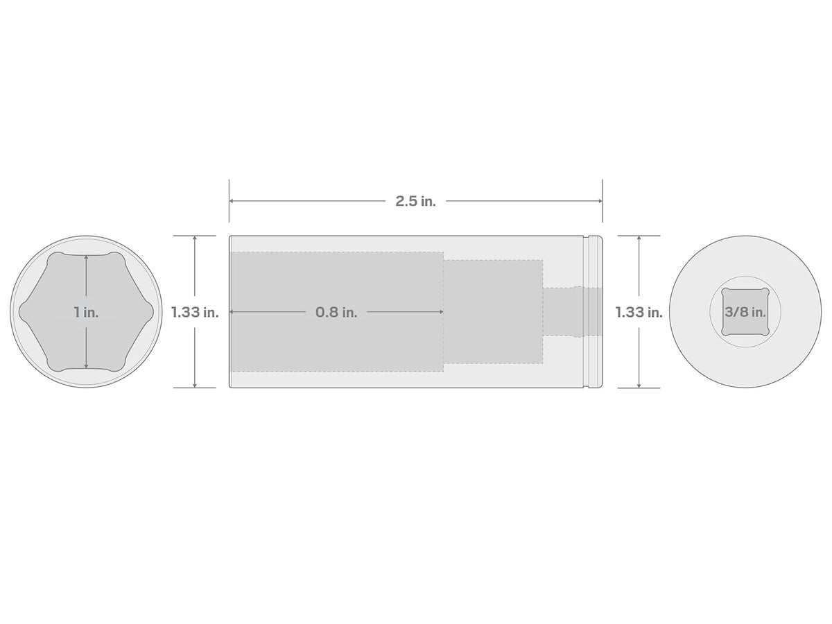 TEKTON SHD13025 - Unidad de 3/8 pulgadas x 1 pulgada de profundidad | Profundo