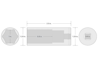 TEKTON SHD13025 - Unidad de 3/8 pulgadas x 1 pulgada de profundidad | Profundo
