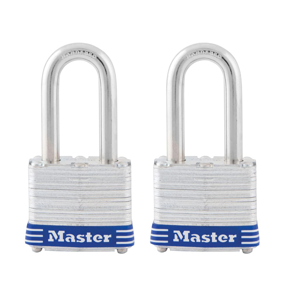 Master Lock Candados de Acero Laminado, Paquete de 4 - 1-1 - 2" shackle - Paquete de 2, llave igual
