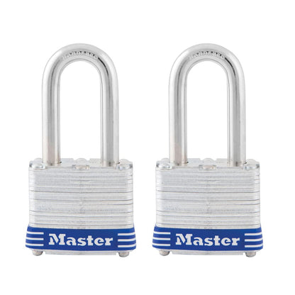 Master Lock Candados de Acero Laminado, Paquete de 4 - 1-1 - 2" shackle - Paquete de 2, llave igual