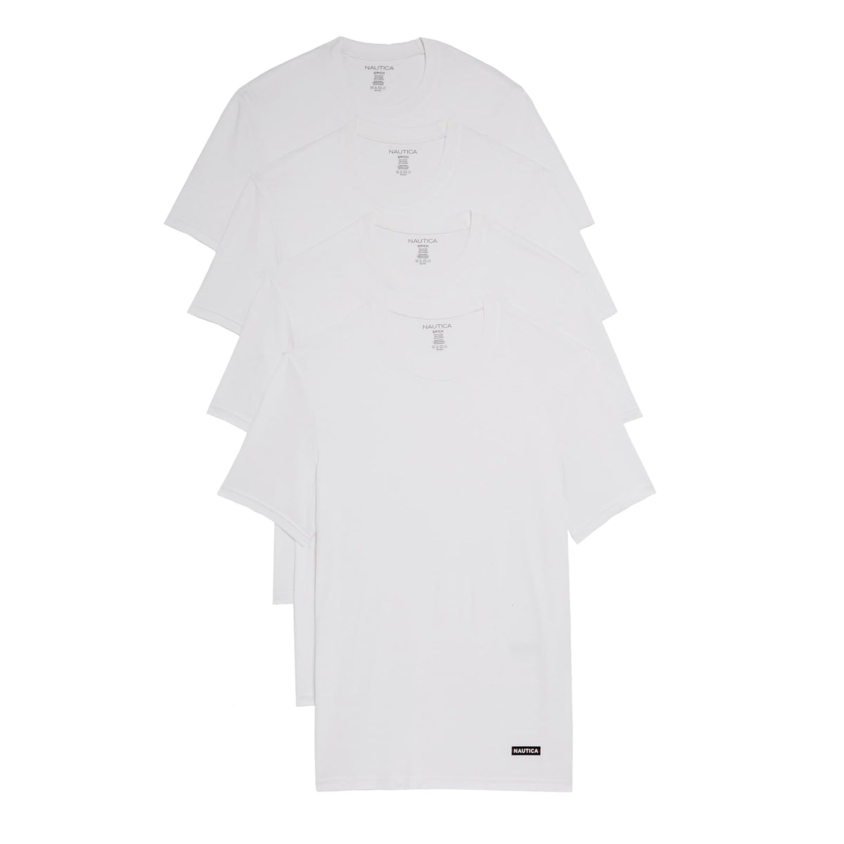 Nautica - Paquete de 4 Camisetas de algodón de edición Limitada para Hombre, Logotipo - G - Logotipo de la bandera blanca-náutica
