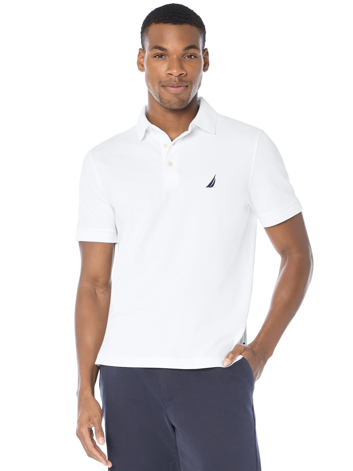 Nautica Polo de Piqué Manga Corta para Hombre - G - Blanco brillante
