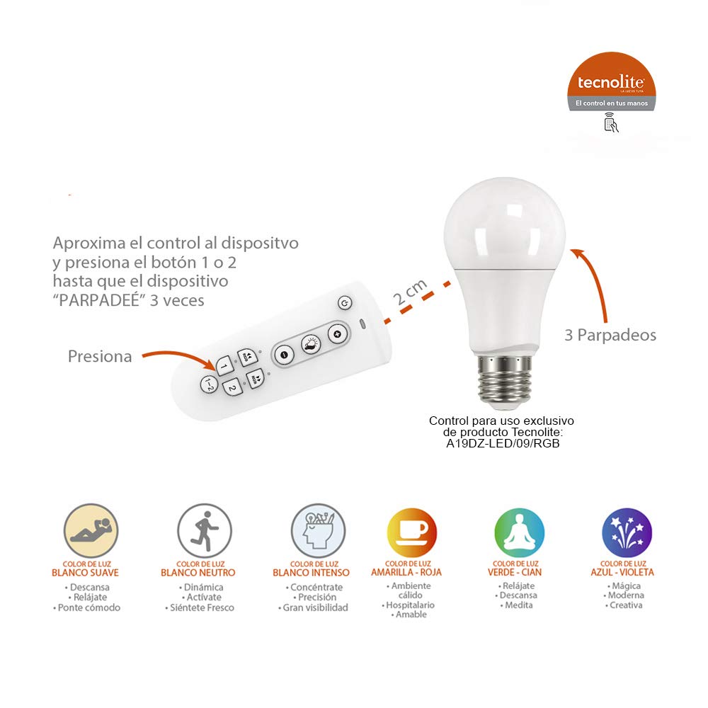 Tecnolite - Control Remoto Live Smart para Foco A19DZ-LED/09/RGB