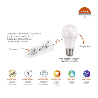 Tecnolite - Control Remoto Live Smart para Foco A19DZ-LED/09/RGB